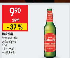 Pivo světlé výčepní 10° Bakalář