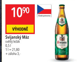 Pivo světlý ležák 11° Svijanský Máz Svijany