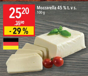 Sýr Mozzarella cihla 45%