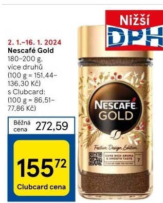 Instantní kávy Nescafé Gold