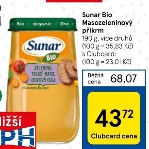 Masozeleninový příkrm bio Sunar