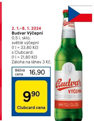 Pivo světlé výčepní Budweiser Budvar