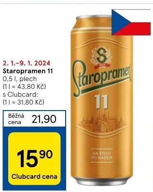 Pivo světlý ležák 11° Staropramen