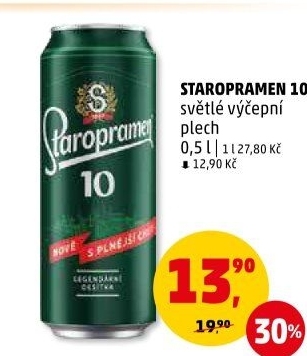 Pivo světlé výčepní 10° Staropramen