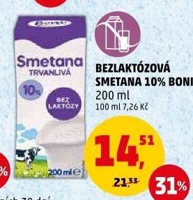 Smetana na vaření 10% bez laktózy Boni
