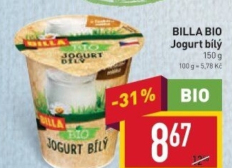 Bílý jogurt Bio Billa