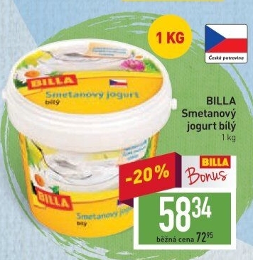 Bílý jogurt smetanový Billa