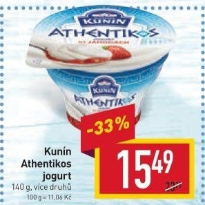 Jogurt ochucený řeckého typu Athentikos Mlékárna Kunín