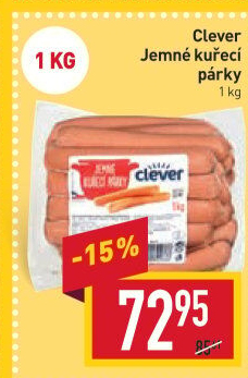 Párky kuřecí jemné Clever
