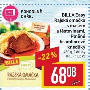 Rajská omáčka s těstovinami Easy Billa