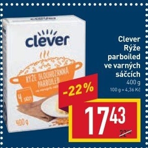 Rýže parboiled dlouhozrnná Clever