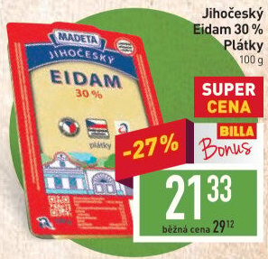 Sýr Eidam Jihočeský 30% Madeta