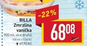 Zmrzlina ve vaničce Billa