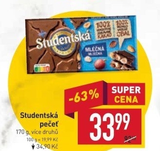 Čokoláda Studentská pečeť Orion