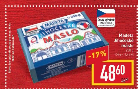 Máslo Jihočeské Madeta
