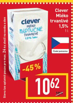 Mléko trvanlivé Clever - 1,5% polotučné