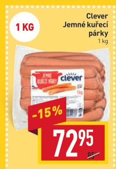 Párky kuřecí jemné Clever