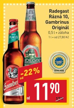 Pivo světlé výčepní Rázná 10° Radegast