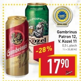Pivo světlý ležák 12° Patron Gambrinus