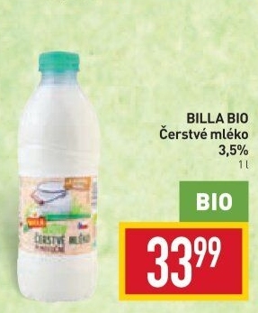 Mléko čerstvé Bio Billa - 3,5% plnotučné