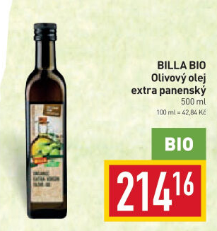 Olivový olej extra panenský Naše Bio Billa