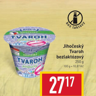 Tvaroh polotučný bez laktózy Jihočeský Madeta
