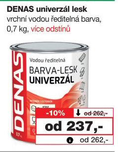 Vodou ředitelná vrchní barva Denas Uni Lesk