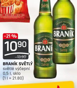 Pivo světlé výčepní 10° Braník