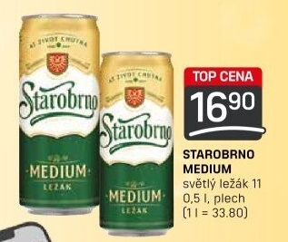 Pivo světlý ležák 11° Medium Starobrno