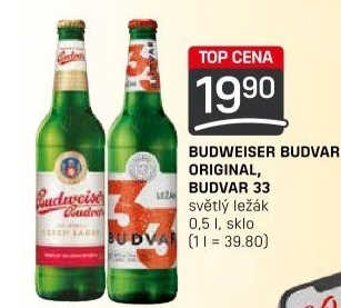 Pivo světlý ležák Original Budweiser Budvar