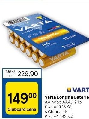 Baterie alkalické Longlife Varta