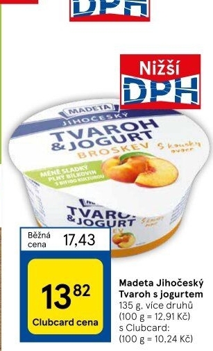 Dezert tvaroh s jogurtem jihočeský Madeta