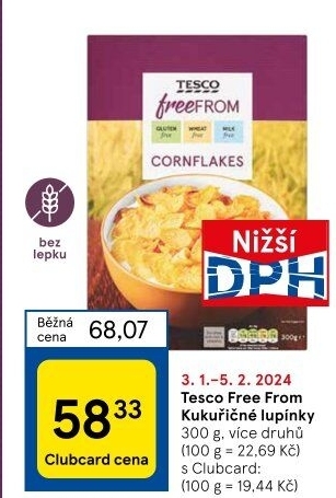 Lupínky kukuřičné Corn Flakes Tesco Free From