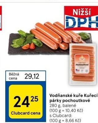 Párky kuřecí pochoutkové Vodňanské kuře
