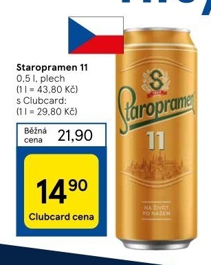 Pivo světlý ležák 11° Staropramen