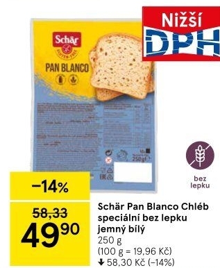Chléb bez lepku Pan Blanco Schär