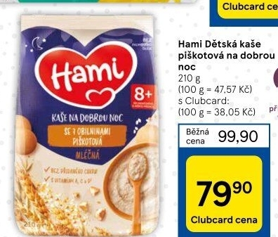 Kaše mléčná Na dobrou noc Hami