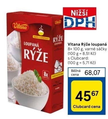 Rýže loupaná dlouhozrnná Vitana