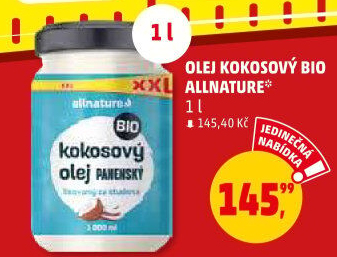 Kokosový olej bio Allnature