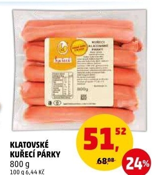 Kuřecí klatovské párky DZ Klatovy