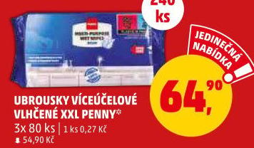 Vlhčené víceúčelové ubrousky Penny