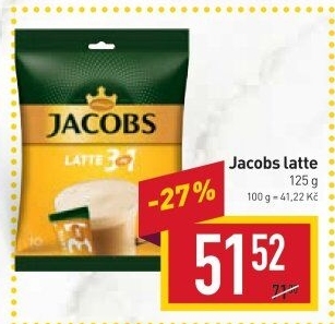 Instantní káva porcovaná Latte Jacobs