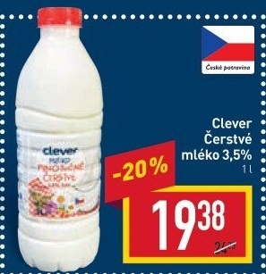 Mléko čerstvé Clever - 3,5% plnotučné