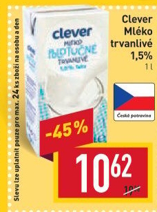 Mléko trvanlivé Clever - 1,5% polotučné