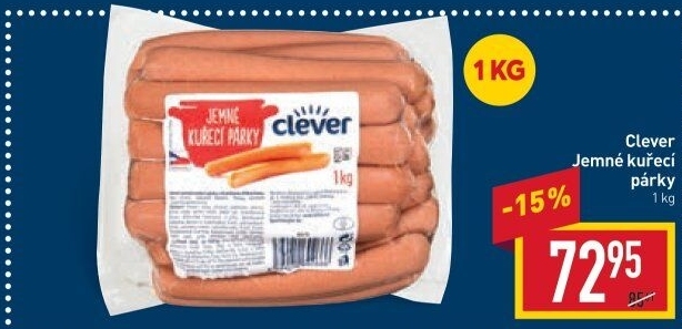 Párky kuřecí jemné Clever