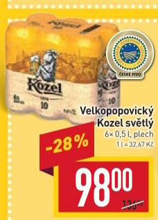 Pivo světlé výčepní 10°Velkopopovický Kozel