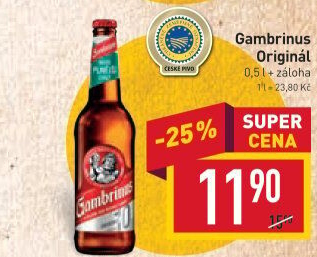 Pivo světlé výčepní Originál 10° Gambrinus