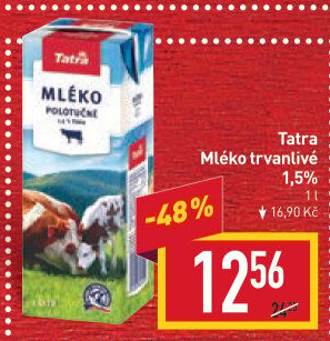 Mléko trvanlivé Tatra - 1,5% polotučné