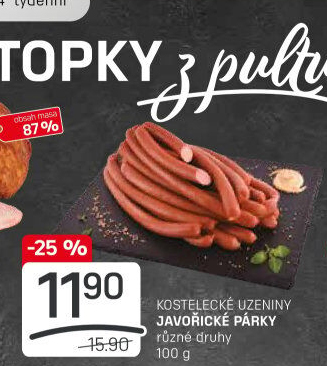 Párky javořické Kostelecké uzeniny