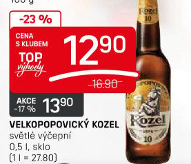 Pivo světlé výčepní 10°Velkopopovický Kozel